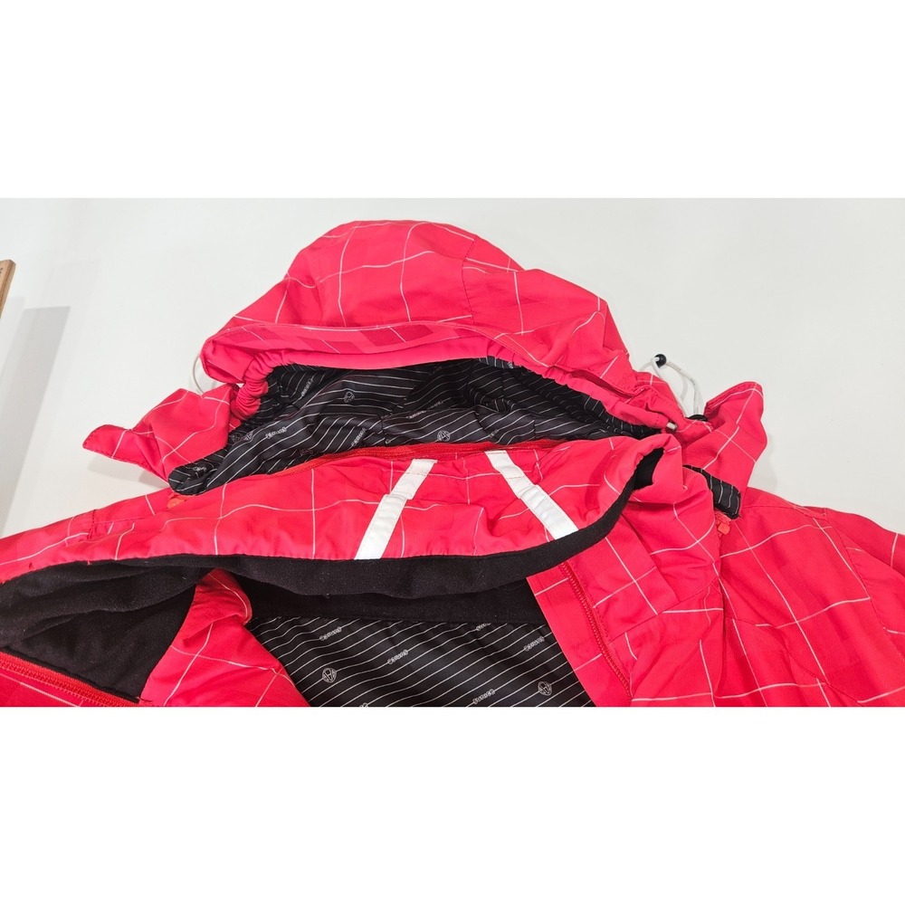 Sunice Waterproof Ski Jacket Red/White Grid - Size 14 - MINT Condition with Hood - Picture 11 of 12